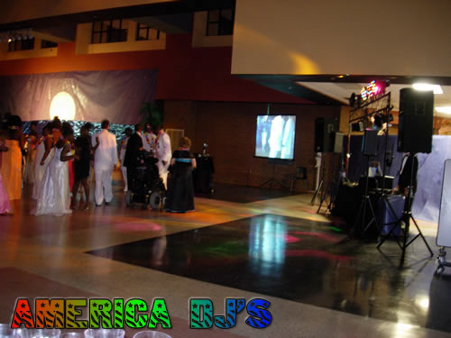 Ultimate Light Show, Double Sound System for Large Venues and 99 Inch Video Screen and Projector - Live Video Camera